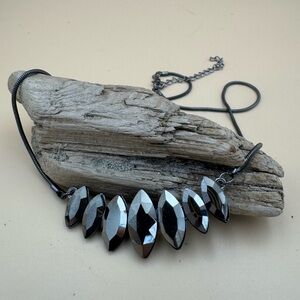 Black Hematite Faceted Statement Necklace and Earrings  71